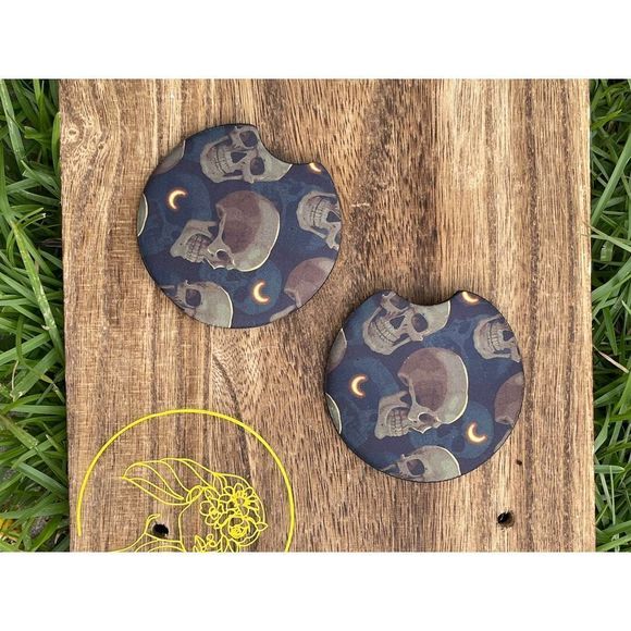 Moon Skulls Neoprene Car Coaster 2 Pack - Picture 3 of 7